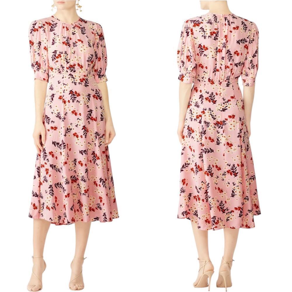 ByTimo Bloom Pink Floral Midi Dress Women’s Size Medium